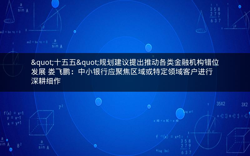 "十五五"规划建议提出推动各类金融机构错位发展 娄飞鹏:中小银行应聚焦区域或特定领域客户进行深耕细作 "十五五"规划建议提出推动各类金融机构错位发展 娄飞鹏:中小银行应聚焦区域或特定领域客户进行深耕细作