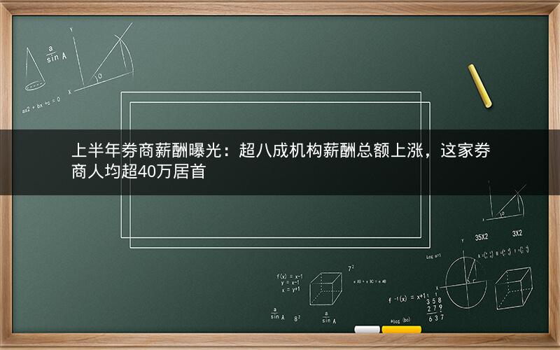 上半年券商薪酬曝光：超八成机构薪酬总额上涨，这家券商人均超40万居首