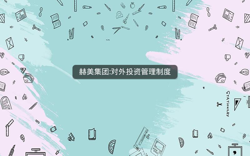 赫美集团:对外投资管理制度