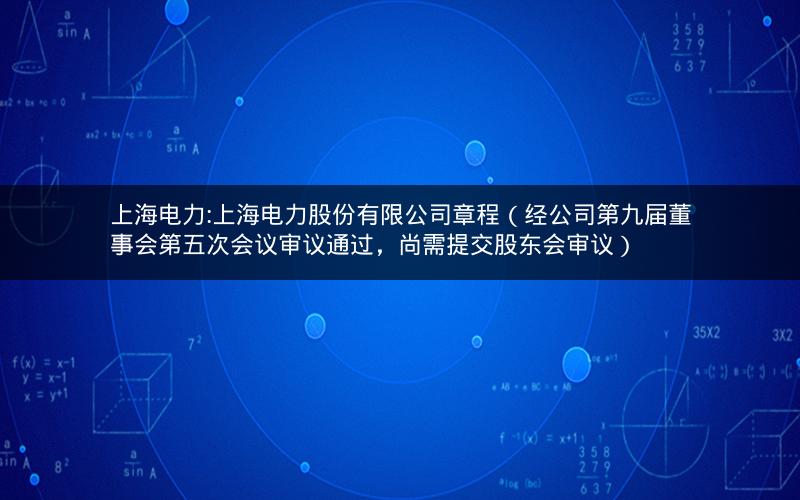 上海电力:上海电力股份有限公司章程（经公司第九届董事会第五次会议审议通过，尚需提交股东会审议）