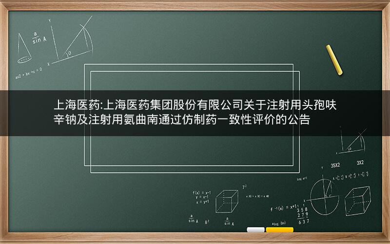 上海医药:上海医药集团股份有限公司关于注射用头孢呋辛钠及注射用氨曲南通过仿制药一致性评价的公告