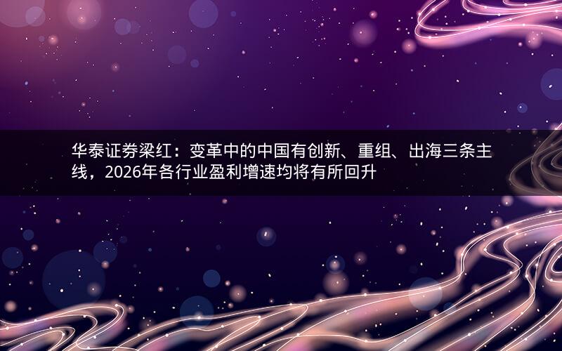 华泰证券梁红：变革中的中国有创新、重组、出海三条主线，2026年各行业盈利增速均将有所回升