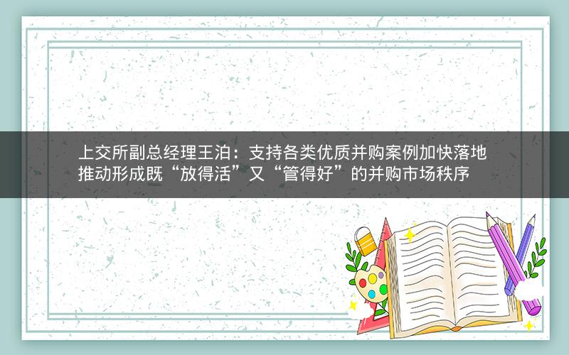 上交所副总经理王泊：支持各类优质并购案例加快落地 推动形成既“放得活”又“管得好”的并购市场秩序
