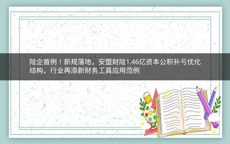 险企首例！新规落地，安盟财险1.46亿资本公积补亏优化结构，行业再添新财务工具应用范例
