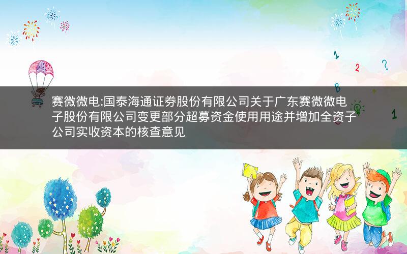 赛微微电:国泰海通证券股份有限公司关于广东赛微微电子股份有限公司变更部分超募资金使用用途并增加全资子公司实收资本的核查意见
