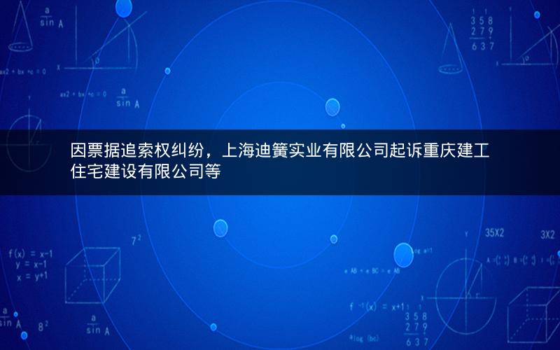 因票据追索权纠纷，上海迪簧实业有限公司起诉重庆建工住宅建设有限公司等