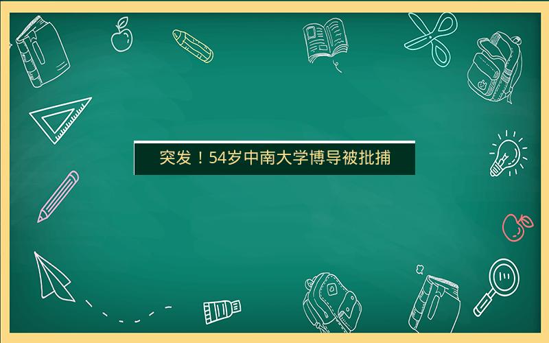 突发！54岁中南大学博导被批捕