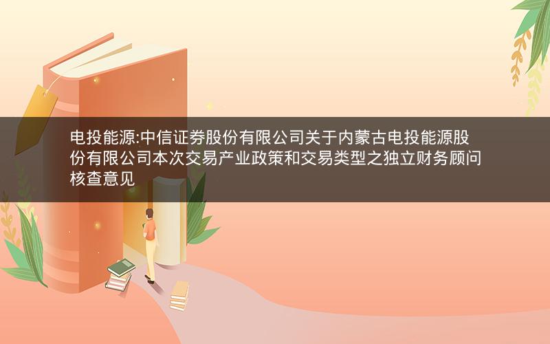 电投能源:中信证券股份有限公司关于内蒙古电投能源股份有限公司本次交易产业政策和交易类型之独立财务顾问核查意见