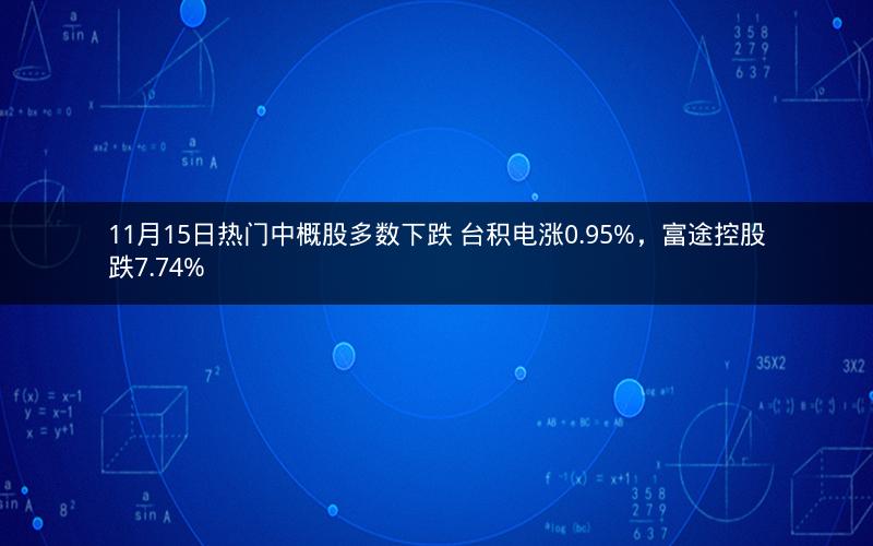 11月15日热门中概股多数下跌 台积电涨0.95%,富途控股跌7.74% 11月15日热门中概股多数下跌 台积电涨0.95%,富途控股跌7.74%
