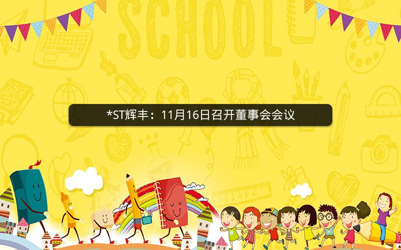 *ST辉丰：11月16日召开董事会会议