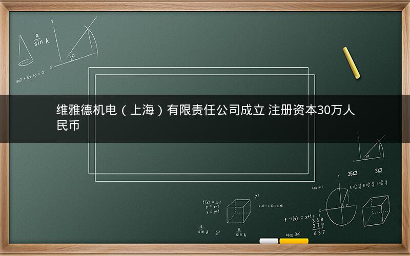 维雅德机电（上海）有限责任公司成立 注册资本30万人民币