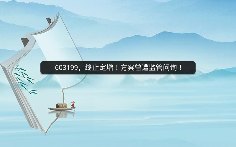 603199，终止定增！方案曾遭监管问询！