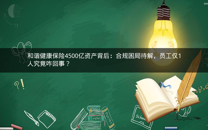 和谐健康保险4500亿资产背后：合规困局待解，员工仅1人究竟咋回事？