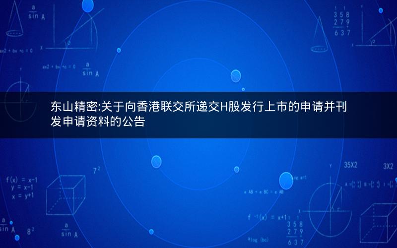 东山精密:关于向香港联交所递交H股发行上市的申请并刊发申请资料的公告