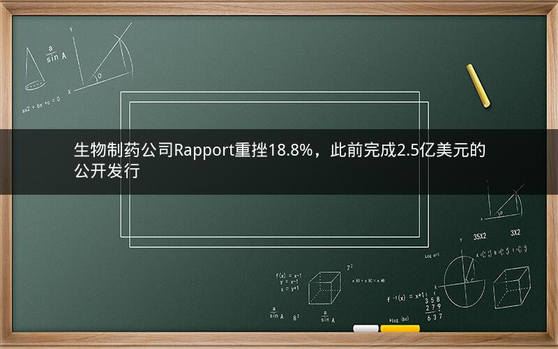生物制药公司Rapport重挫18.8%，此前完成2.5亿美元的公开发行