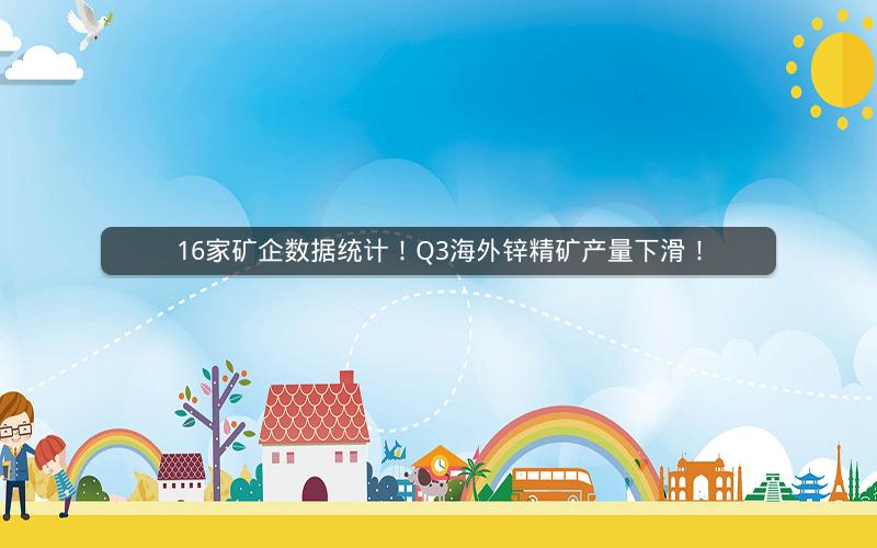 16家矿企数据统计！Q3海外锌精矿产量下滑！