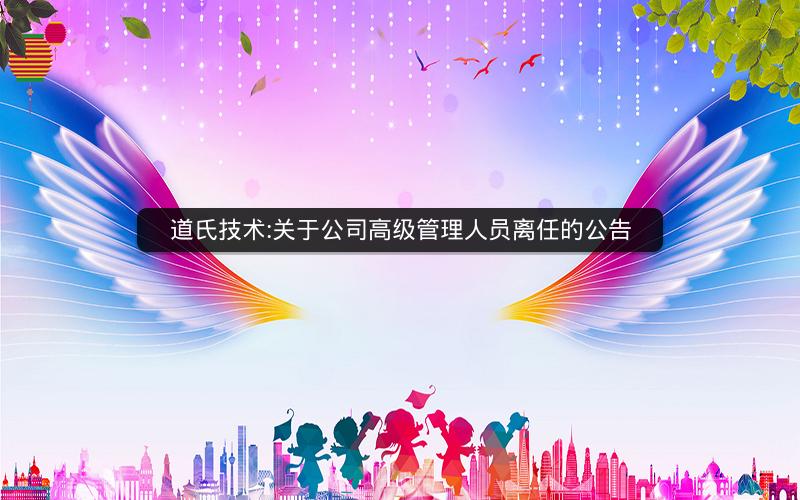 道氏技术:关于公司高级管理人员离任的公告