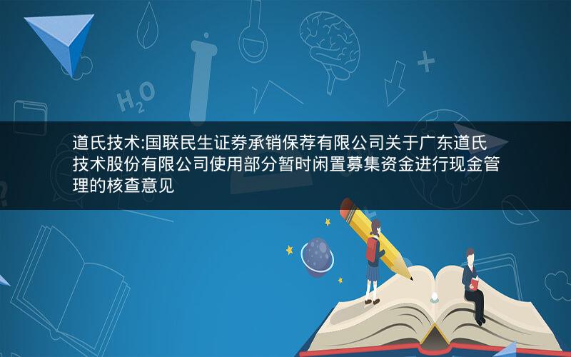 道氏技术:国联民生证券承销保荐有限公司关于广东道氏技术股份有限公司使用部分暂时闲置募集资金进行现金管理的核查意见