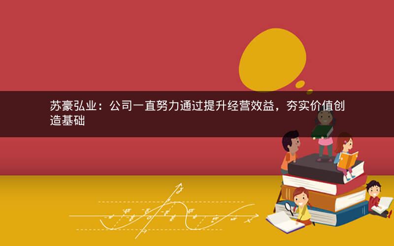 苏豪弘业：公司一直努力通过提升经营效益，夯实价值创造基础
