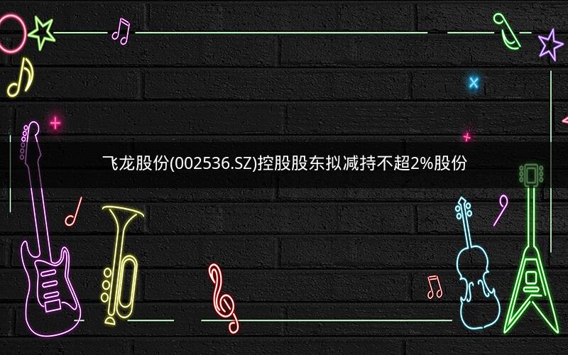 飞龙股份(002536.SZ)控股股东拟减持不超2%股份