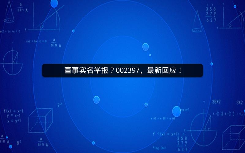 董事实名举报？002397，最新回应！