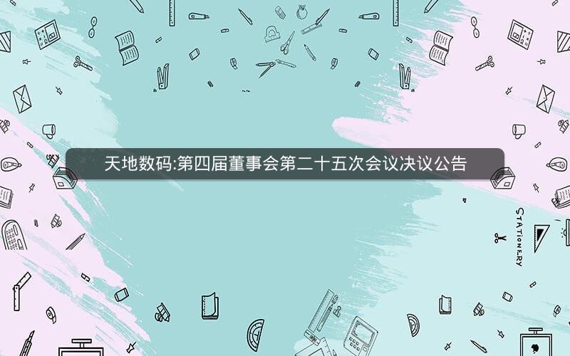 天地数码:第四届董事会第二十五次会议决议公告