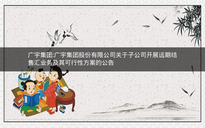 广宇集团:广宇集团股份有限公司关于子公司开展远期结售汇业务及其可行性方案的公告