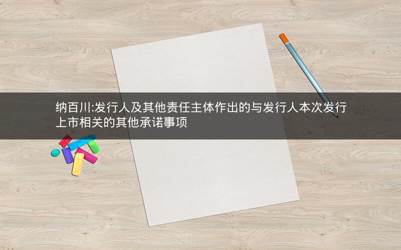 纳百川:发行人及其他责任主体作出的与发行人本次发行上市相关的其他承诺事项