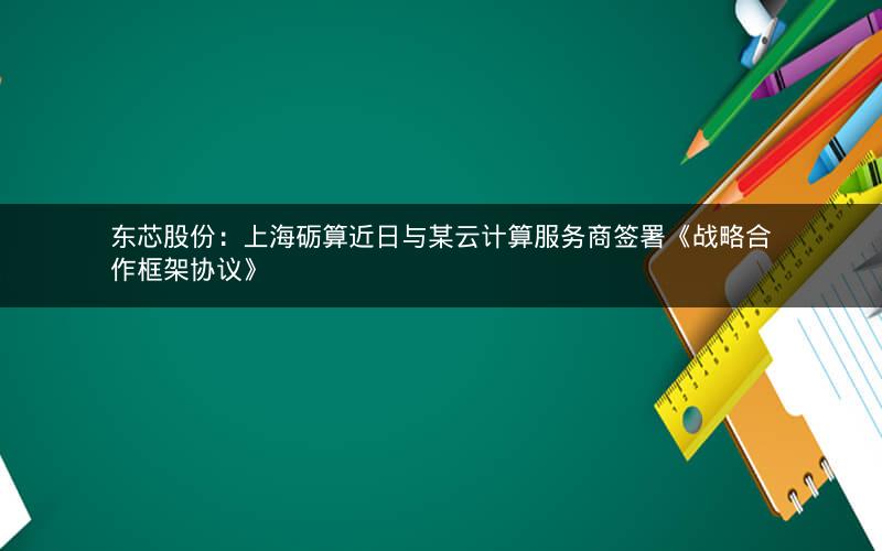 东芯股份：上海砺算近日与某云计算服务商签署《战略合作框架协议》