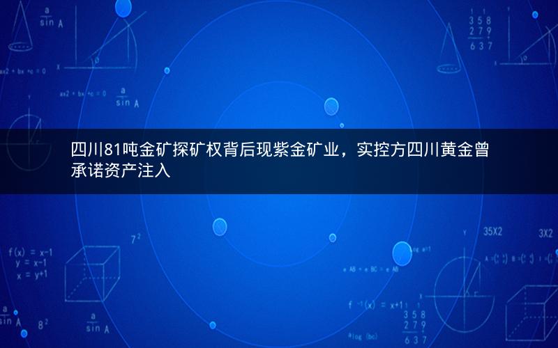 四川81吨金矿探矿权背后现紫金矿业，实控方四川黄金曾承诺资产注入