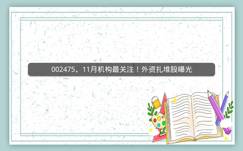 002475,11月机构最关注!外资扎堆股曝光 002475,11月机构最关注!外资扎堆股曝光