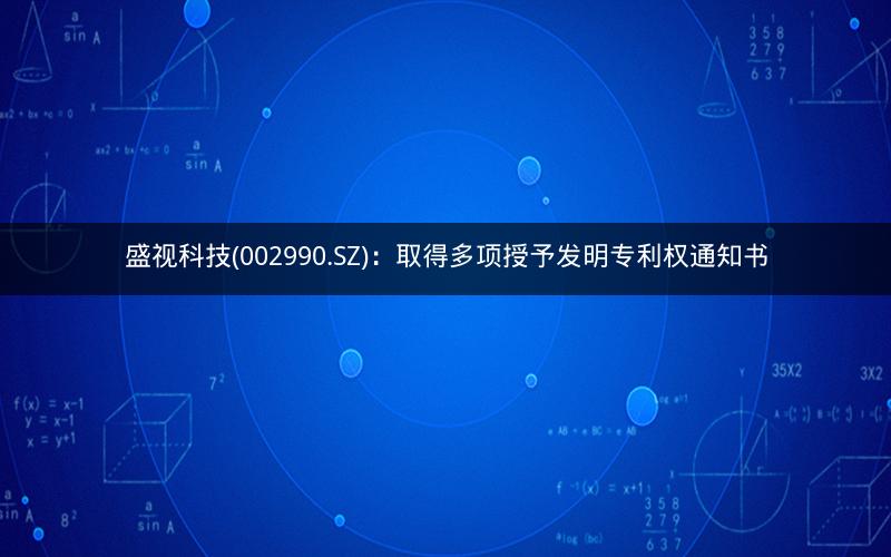 盛视科技(002990.SZ)：取得多项授予发明专利权通知书