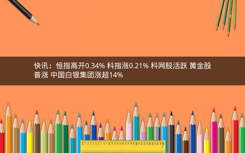 快讯：恒指高开0.34% 科指涨0.21% 科网股活跃 黄金股普涨 中国白银集团涨超14%