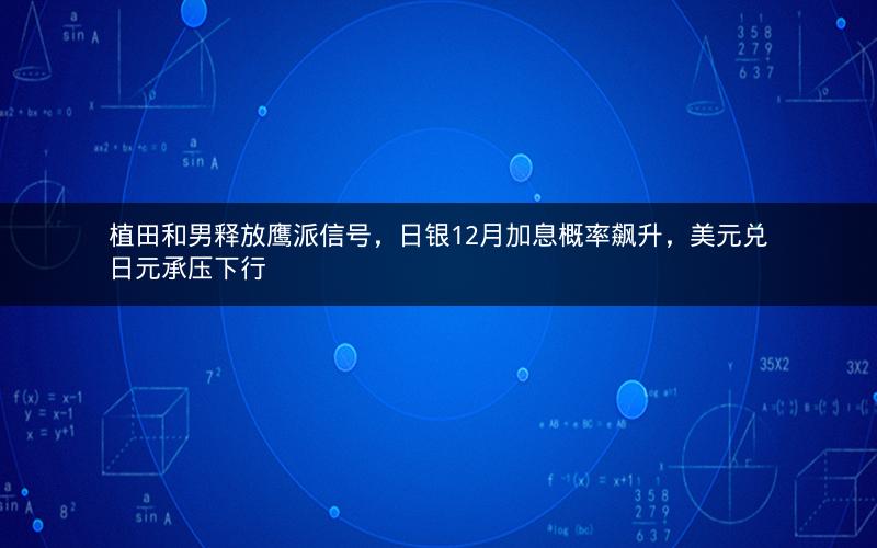 植田和男释放鹰派信号，日银12月加息概率飙升，美元兑日元承压下行