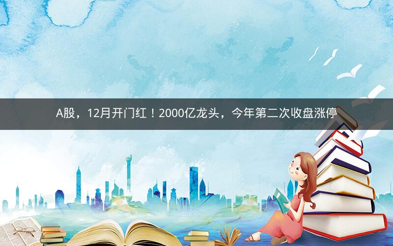A股，12月开门红！2000亿龙头，今年第二次收盘涨停