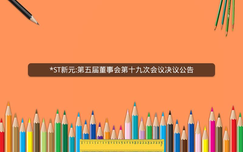 *ST新元:第五届董事会第十九次会议决议公告