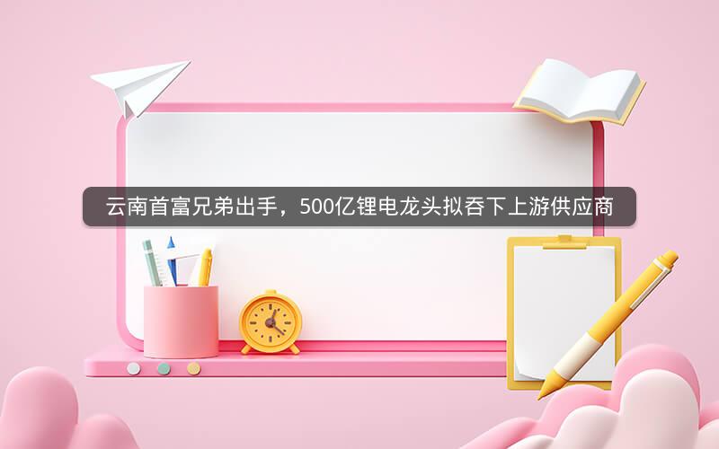 云南首富兄弟出手，500亿锂电龙头拟吞下上游供应商