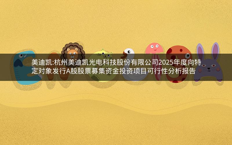 美迪凯:杭州美迪凯光电科技股份有限公司2025年度向特定对象发行A股股票募集资金投资项目可行性分析报告