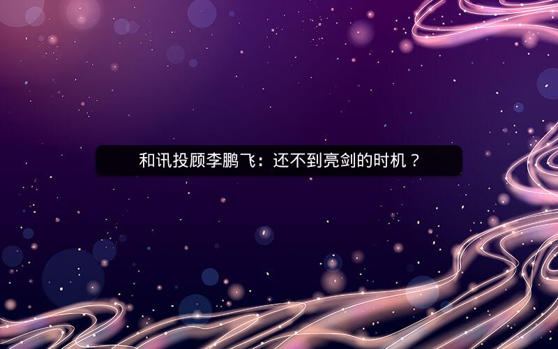 和讯投顾李鹏飞：还不到亮剑的时机？