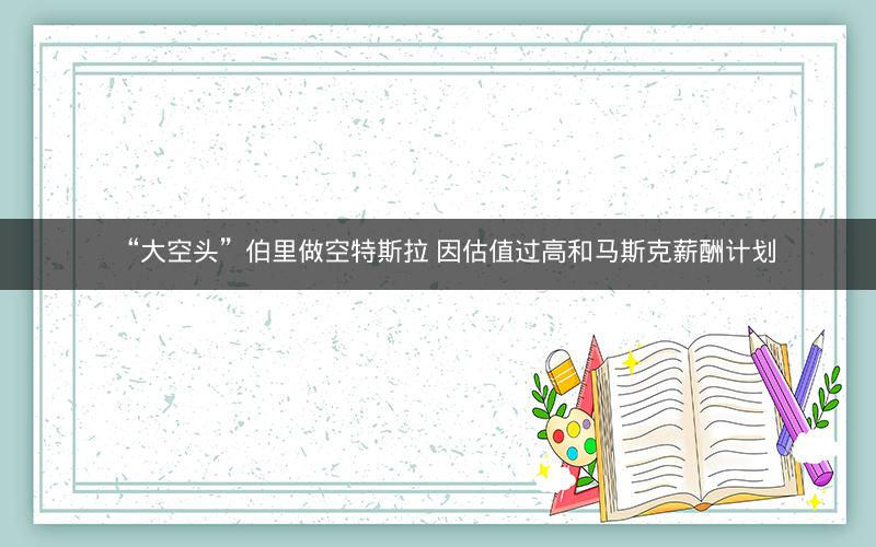 “大空头”伯里做空特斯拉 因估值过高和马斯克薪酬计划