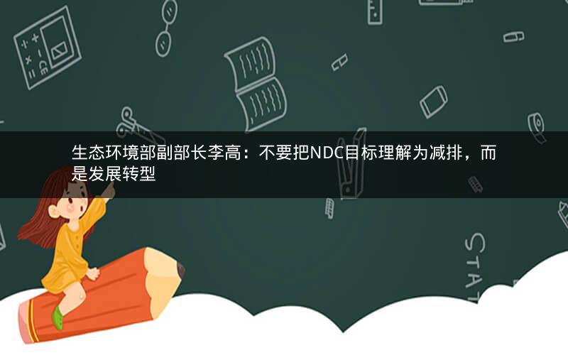 生态环境部副部长李高：不要把NDC目标理解为减排，而是发展转型