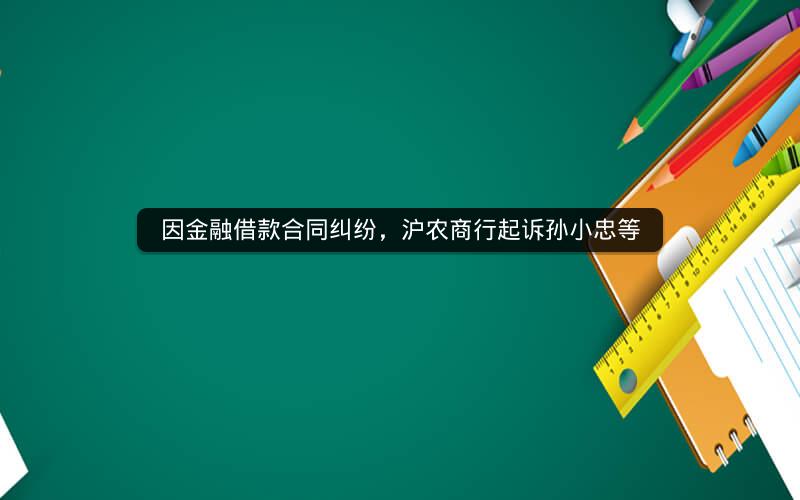 因金融借款合同纠纷，沪农商行起诉孙小忠等