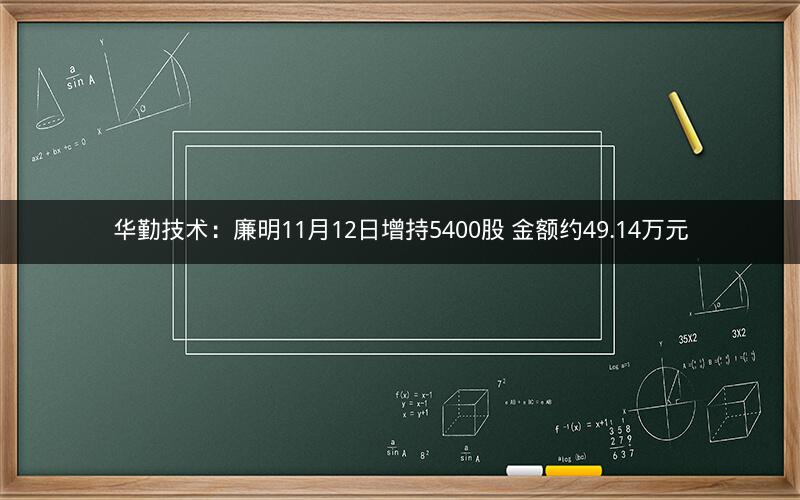 华勤技术：廉明11月12日增持5400股 金额约49.14万元