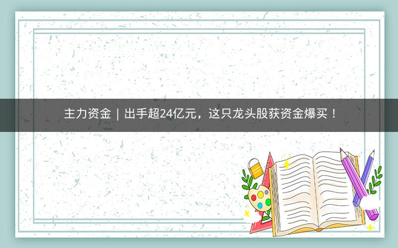 主力资金 | 出手超24亿元,这只龙头股获资金爆买! 主力资金 | 出手超24亿元,这只龙头股获资金爆买!