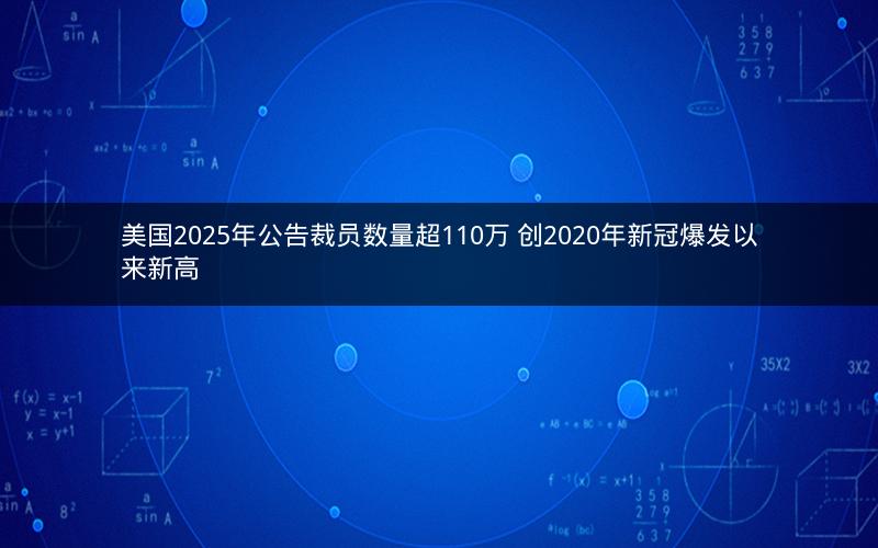 美国2025年公告裁员数量超110万 创2020年新冠爆发以来新高