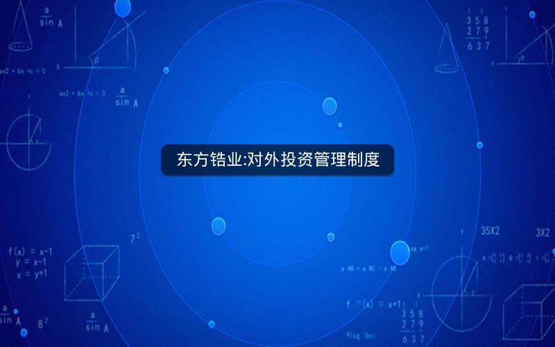 东方锆业:对外投资管理制度