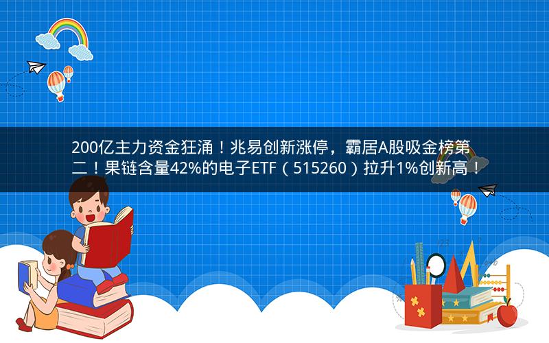 200亿主力资金狂涌！兆易创新涨停，霸居A股吸金榜第二！果链含量42%的电子ETF（515260）拉升1%创新高！