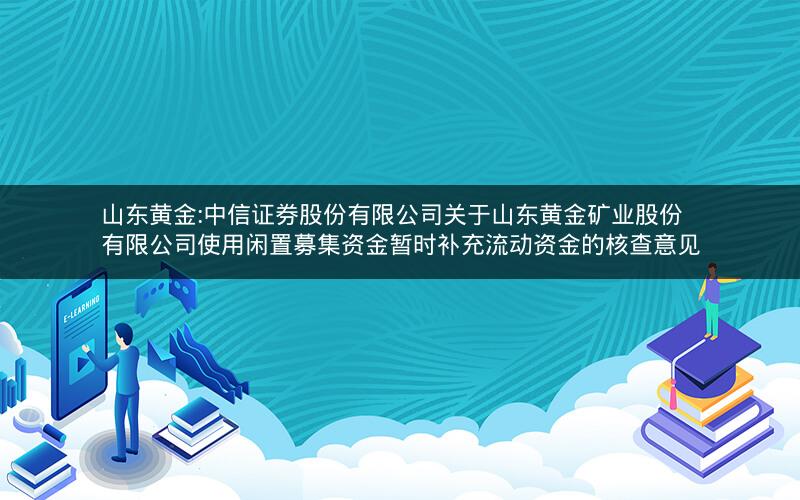 山东黄金:中信证券股份有限公司关于山东黄金矿业股份有限公司使用闲置募集资金暂时补充流动资金的核查意见
