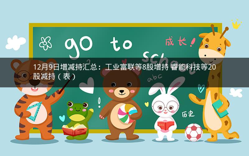 12月9日增减持汇总:工业富联等8股增持 睿能科技等20股减持(表) 12月9日增减持汇总:工业富联等8股增持 睿能科技等20股减持(表)