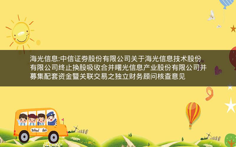 海光信息:中信证券股份有限公司关于海光信息技术股份有限公司终止换股吸收合并曙光信息产业股份有限公司并募集配套资金暨关联交易之独立财务顾问核查意见